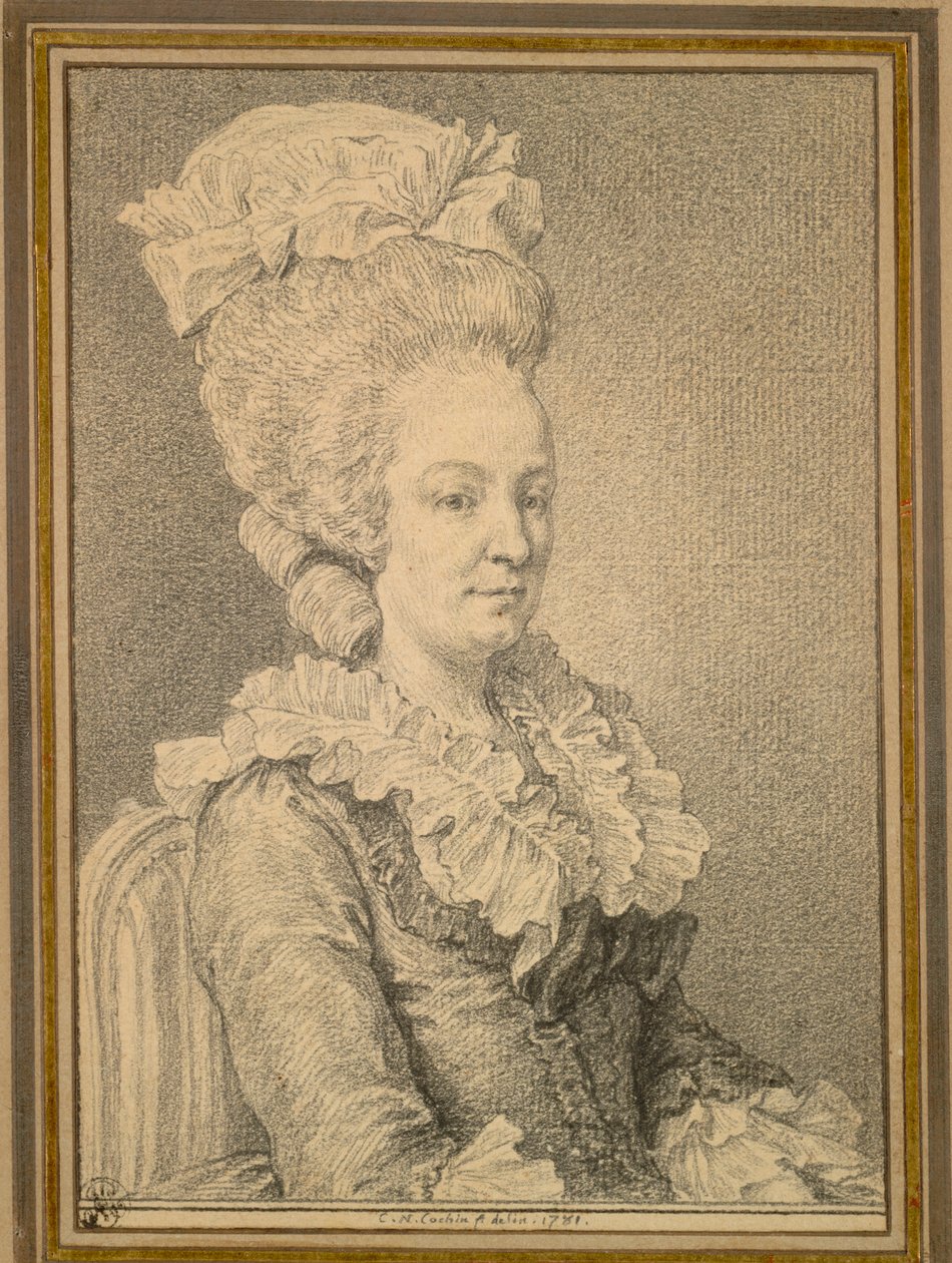 Retrato a meio comprimento de uma mulher sentada, 1781. de Charles Nicolas Cochin