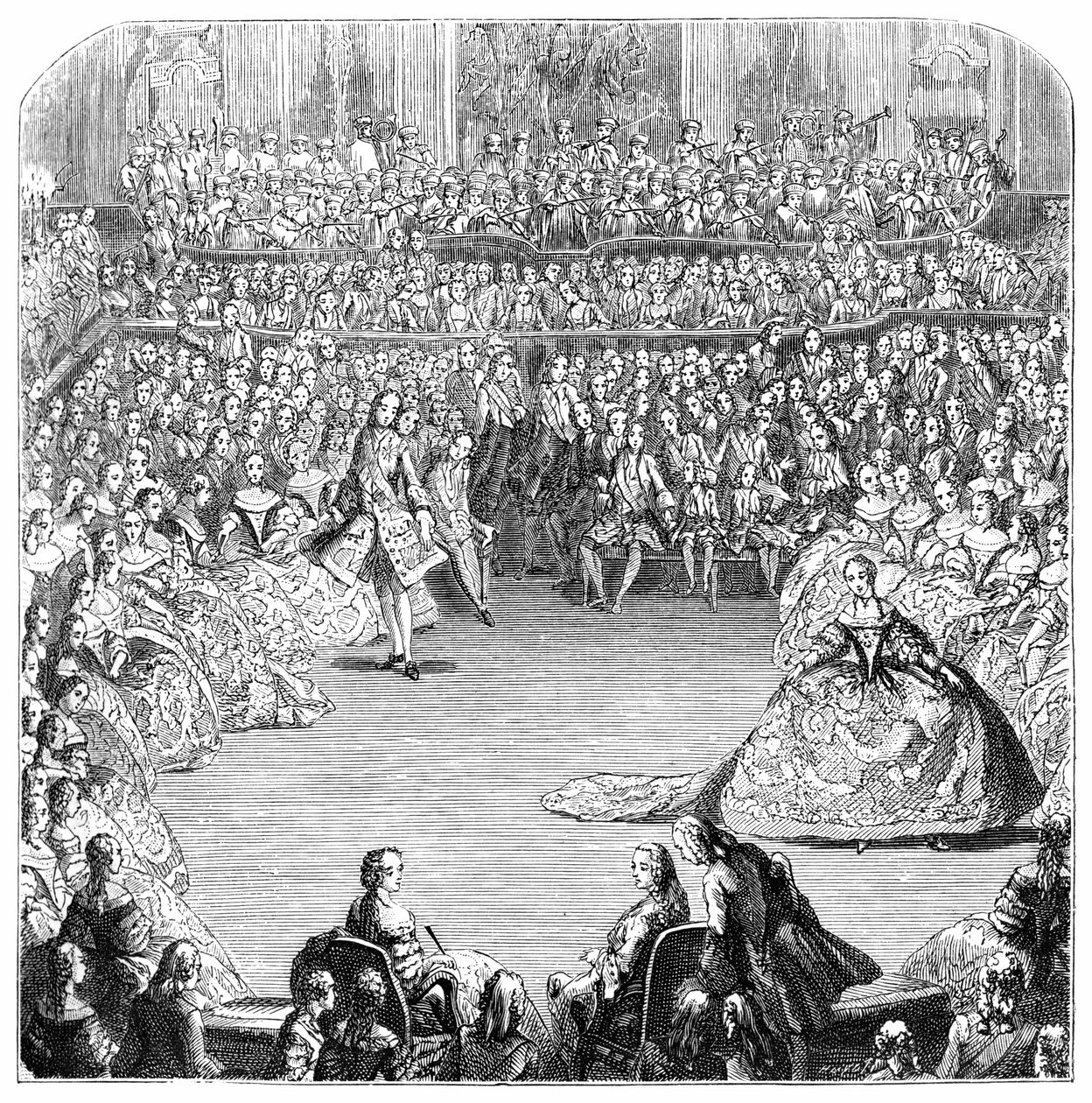 Minuet Dancer And The King, 1754, 1885. de Charles Nicolas Cochin