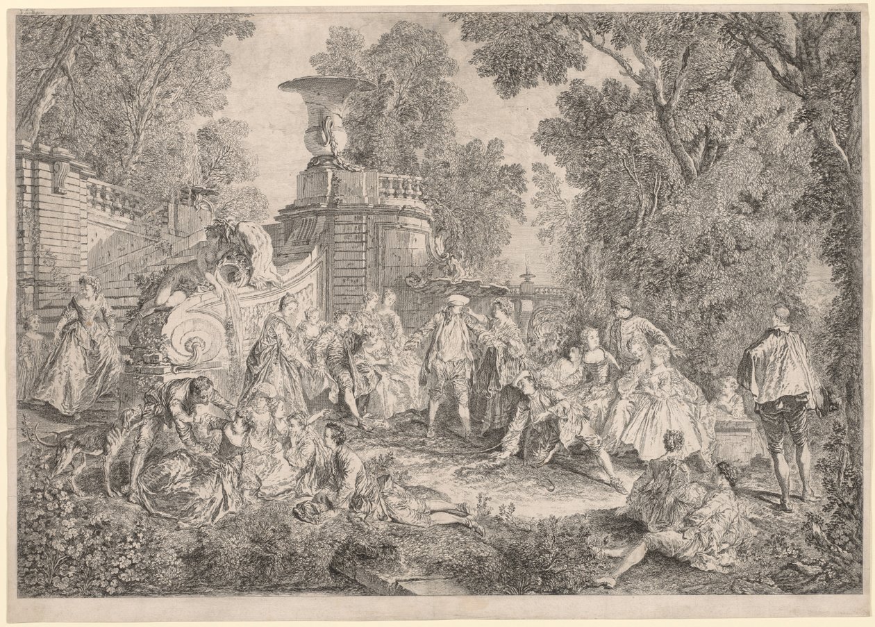 O jogo de Blind Mans Bluff, 1739. de Charles Nicolas Cochin