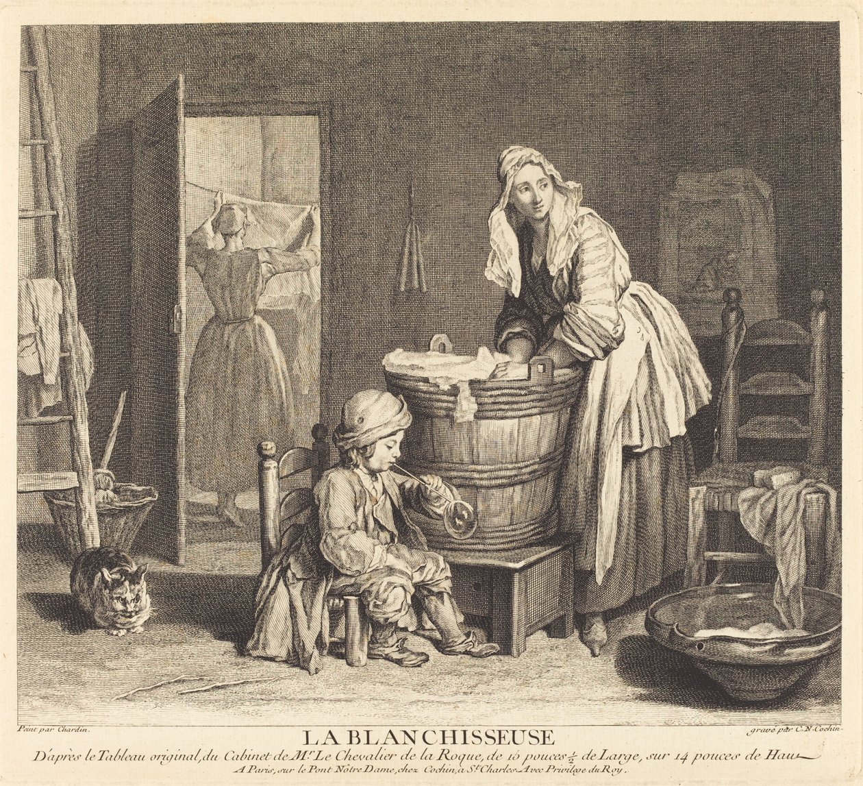 A Lavadeira de Charles Nicolas Cochin I after Jean Siméon Chardin