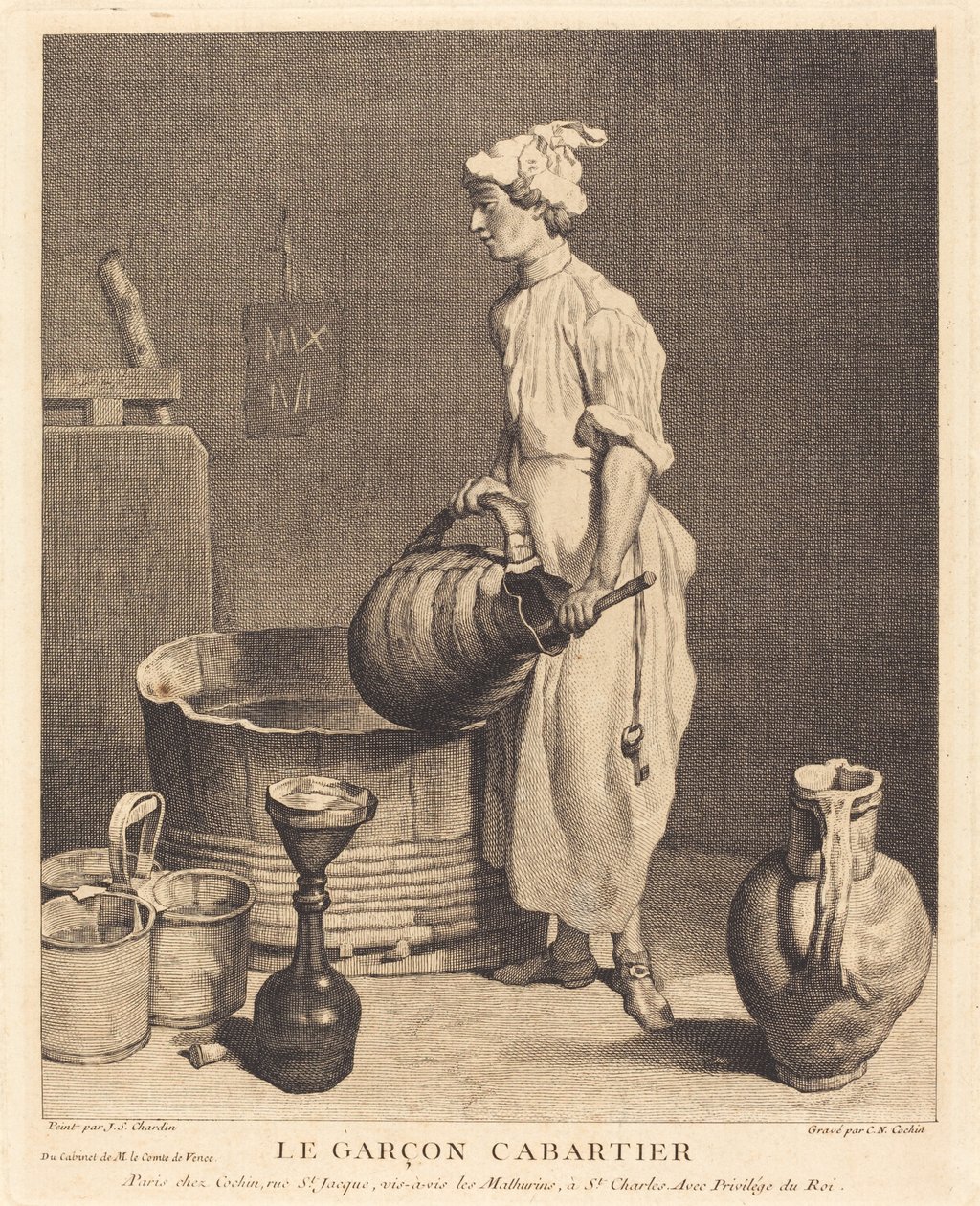 O menino estalajadeiro de Charles Nicolas Cochin I after Jean Siméon Chardin