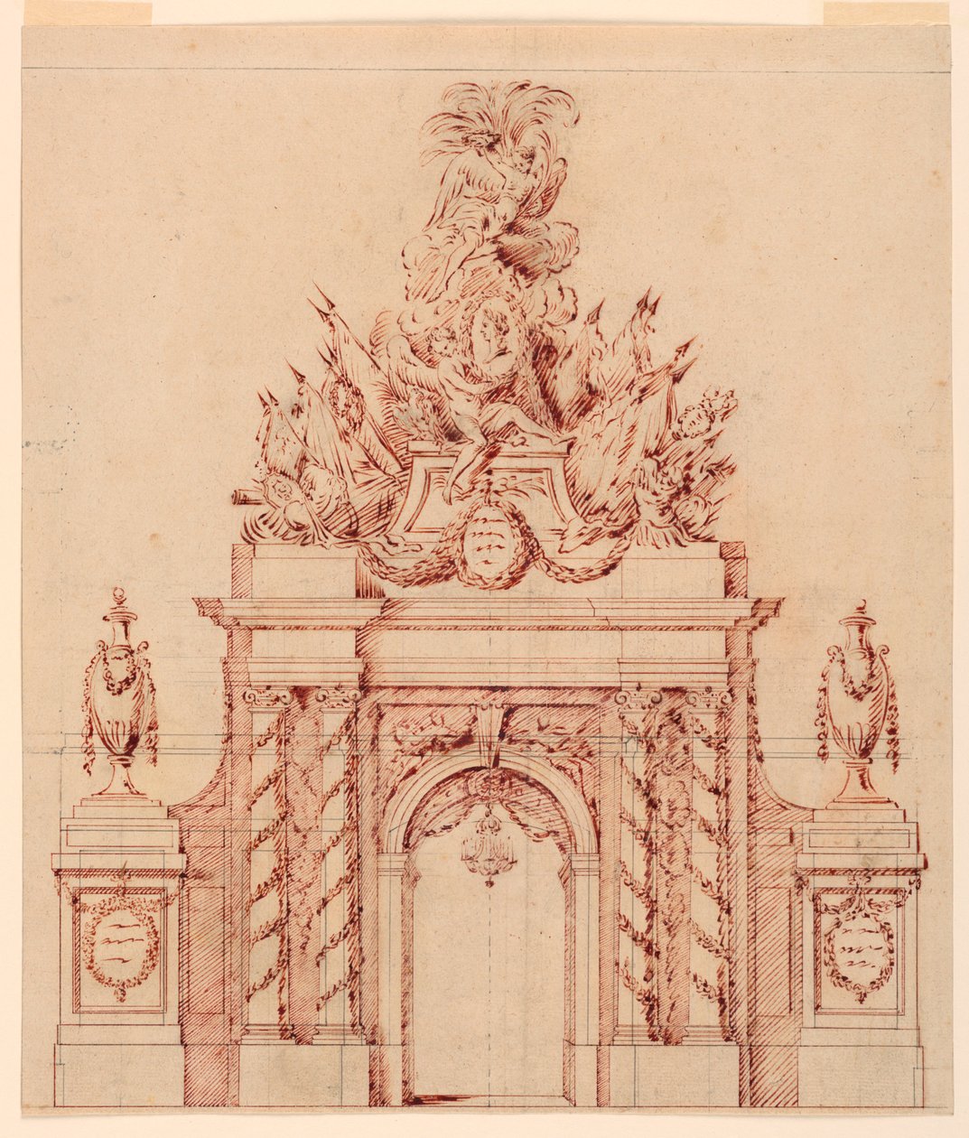 Projeto para uma decoração pintada em homenagem a um general francês que havia sido governador de um príncipe herdeiro de Charles Nicolas Cochin the younger