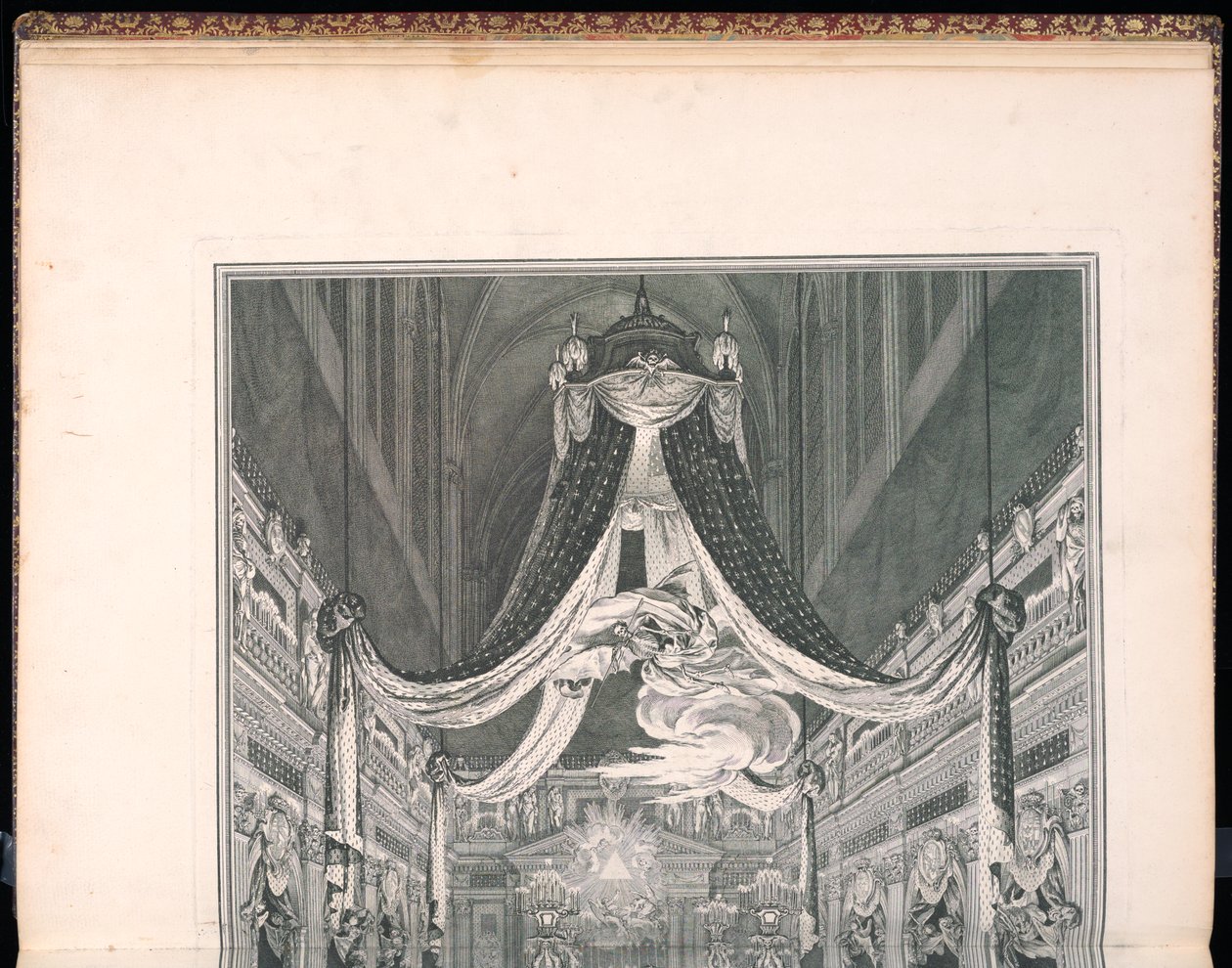 Funeral de Elisabeth Thérèse de Lorraine, Rainha da Sardenha, na Igreja de Notre Dame de Paris em 22 de setembro de 1741 de Charles Nicolas Cochin the younger