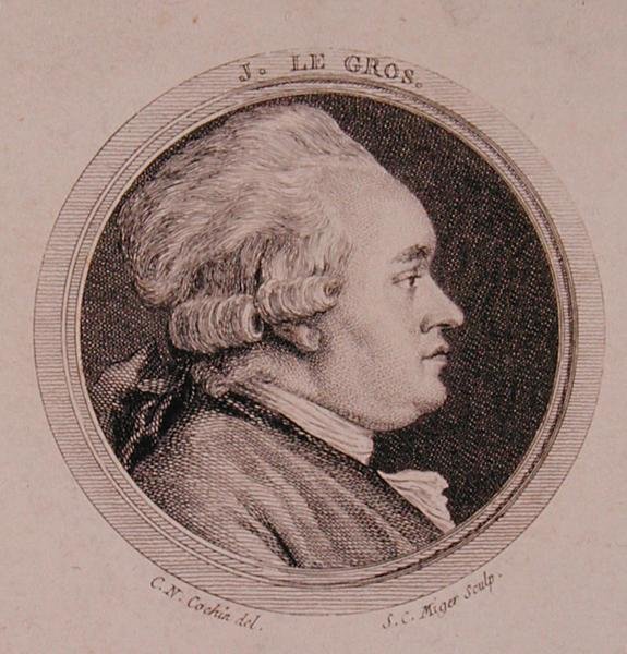 Retrato de Joseph Le Gros (1739-93) gravado por Simon Charles Miger (1736-1820) (gravura) de Charles Nicolas II (after) Cochin