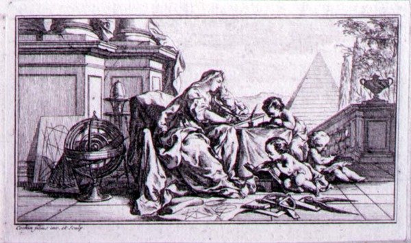 Aritmética, uma ilustração de prova para uma obra de Denis Diderot (1713-84) (gravura) de Charles Nicolas II Cochin