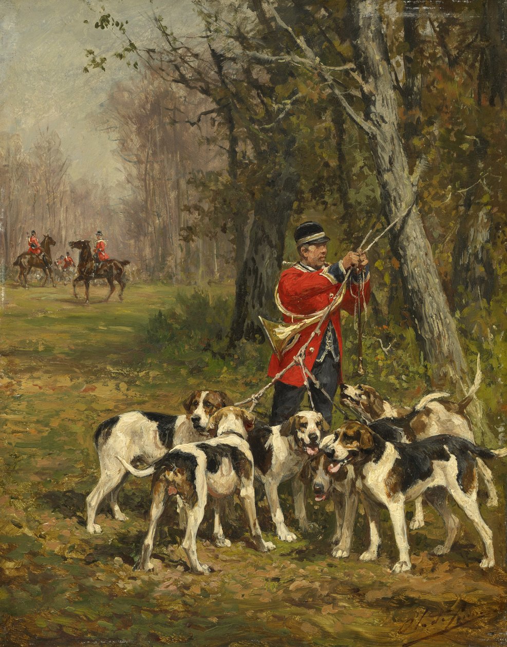 Cães de caça, c.1850-97 de Charles Oliver de Penne