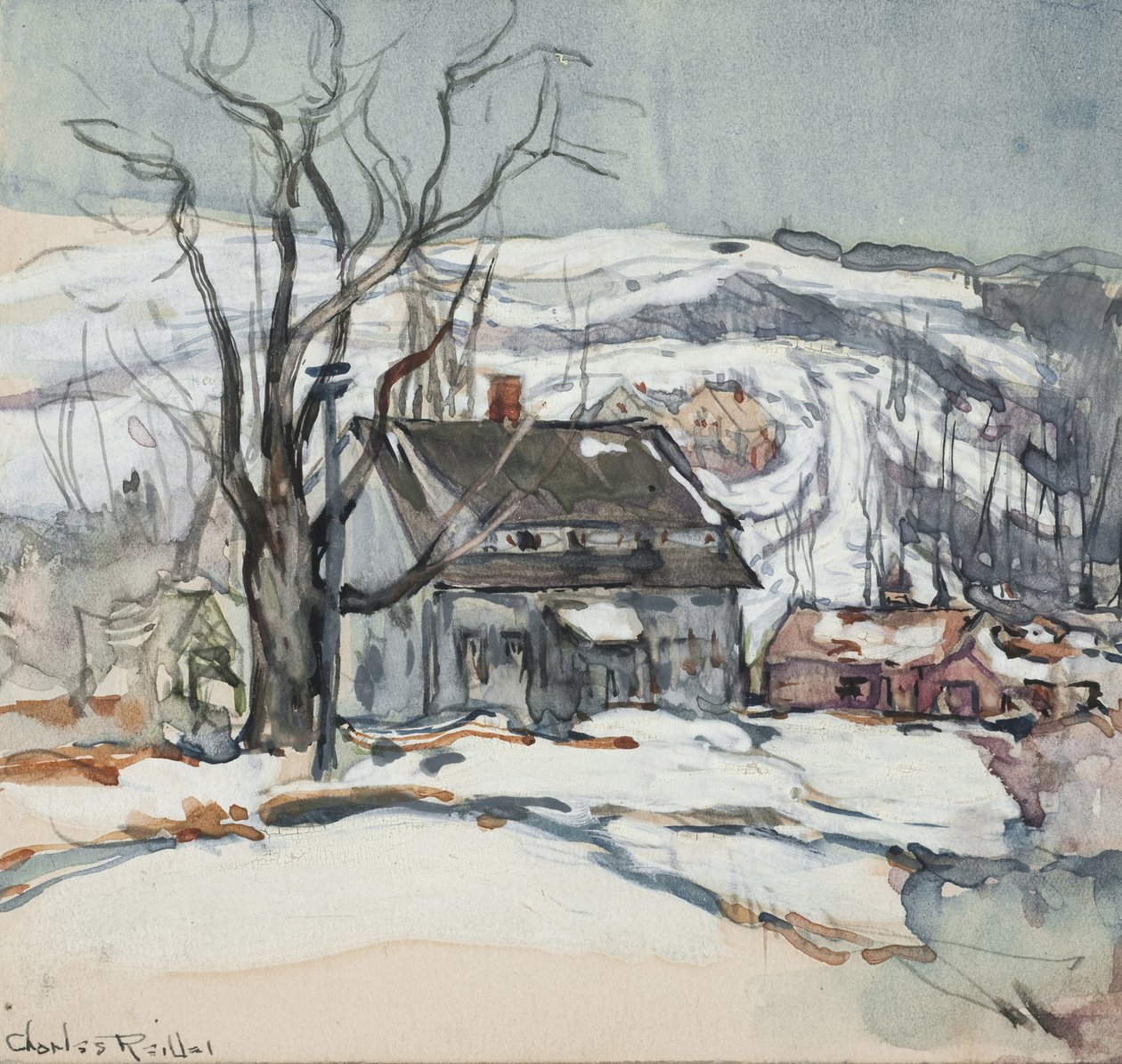 Casa e Árvore no Inverno de Charles P. Reiffel