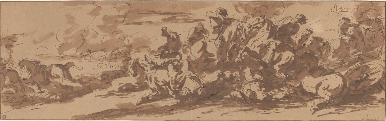 Batalha de cavalaria perto de um rio de Charles Parrocel