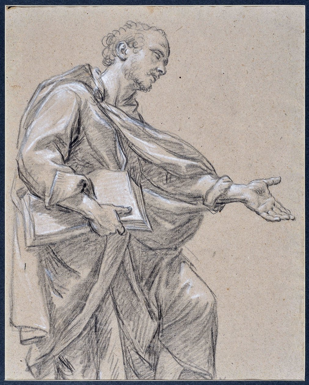 Figura Drapee segurando um livro (desenho) de Charles Parrocel