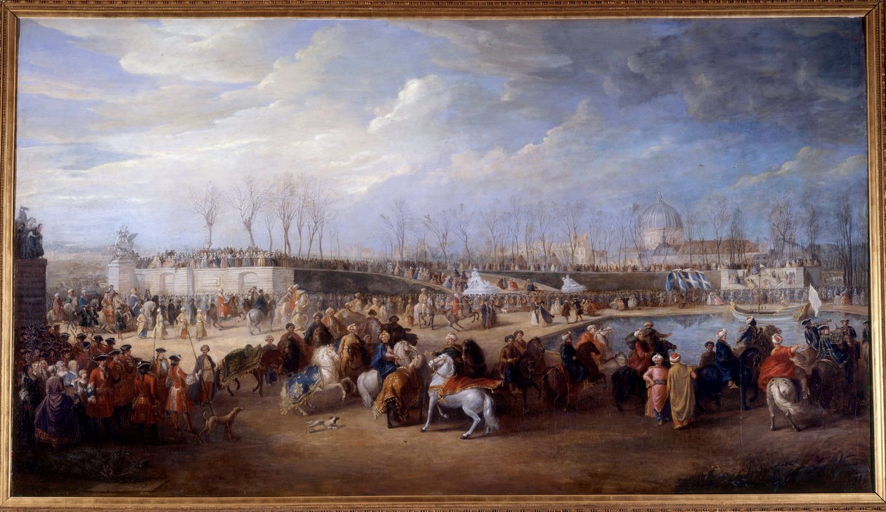 Recepção do embaixador turco Mehemet Effendi junto ao grande Sultão Achmet pelo rei Luís XV em 21 de março de 1721 nas Tuileries Peinture de Charles Parrocel de Charles Parrocel