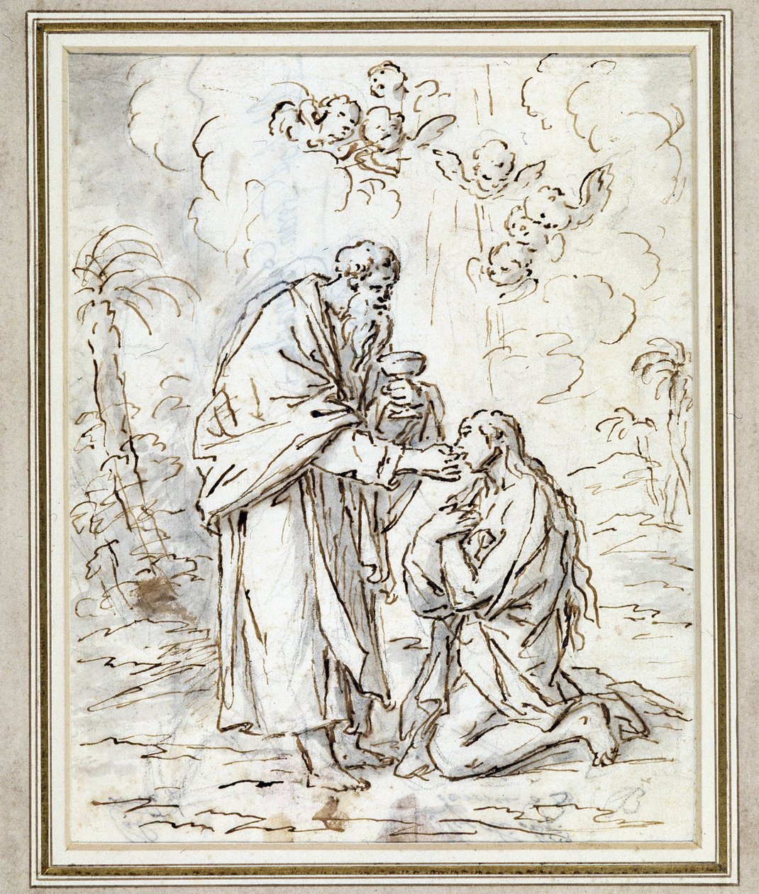 A última comunhão de Maria Madeleine (desenho) de Charles Parrocel