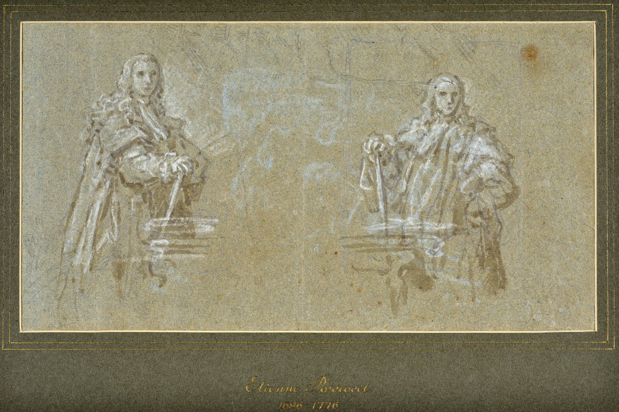 dois estudos de homens nobres (desenho) de Charles Parrocel
