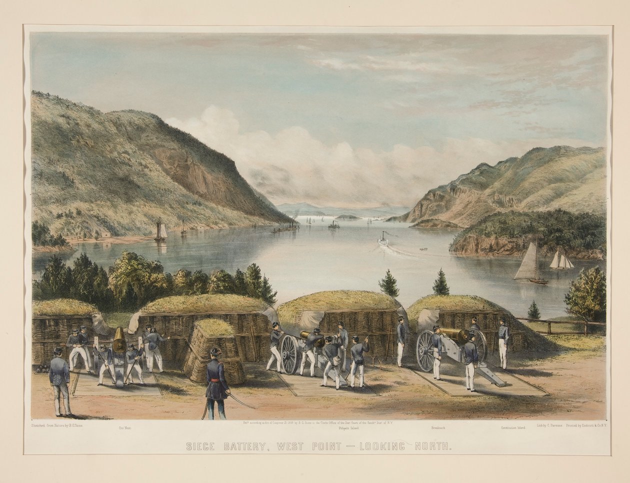 Bateria de Siege, West Point - Olhando para Norte de Charles Parsons