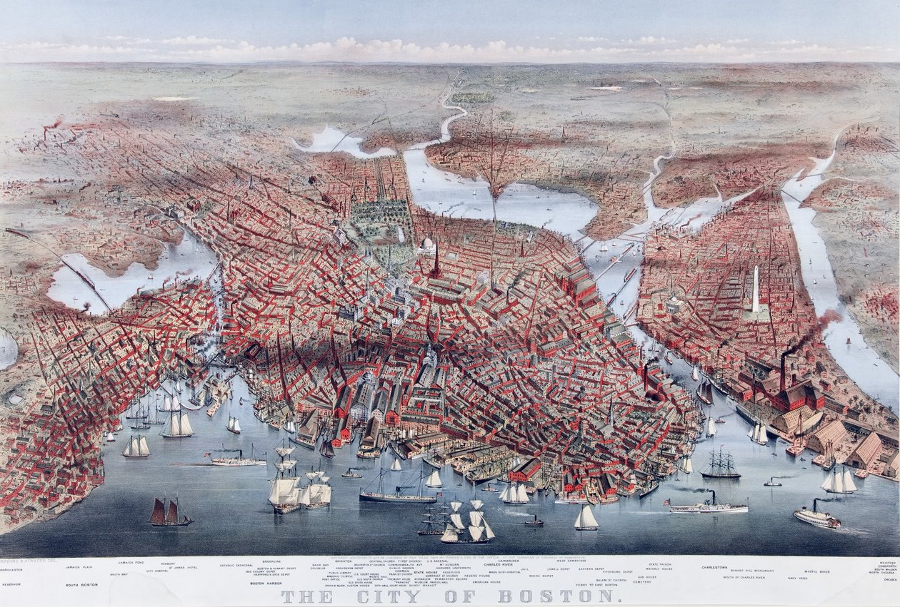 A cidade de Boston, pub. 1873 de Charles Parsons