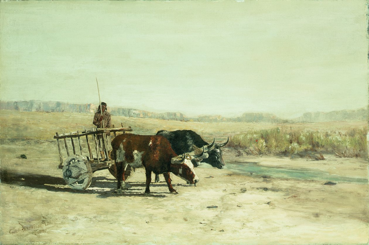 Um carro de boi no Novo México (óleo sobre tela) de Charles Partridge Adams