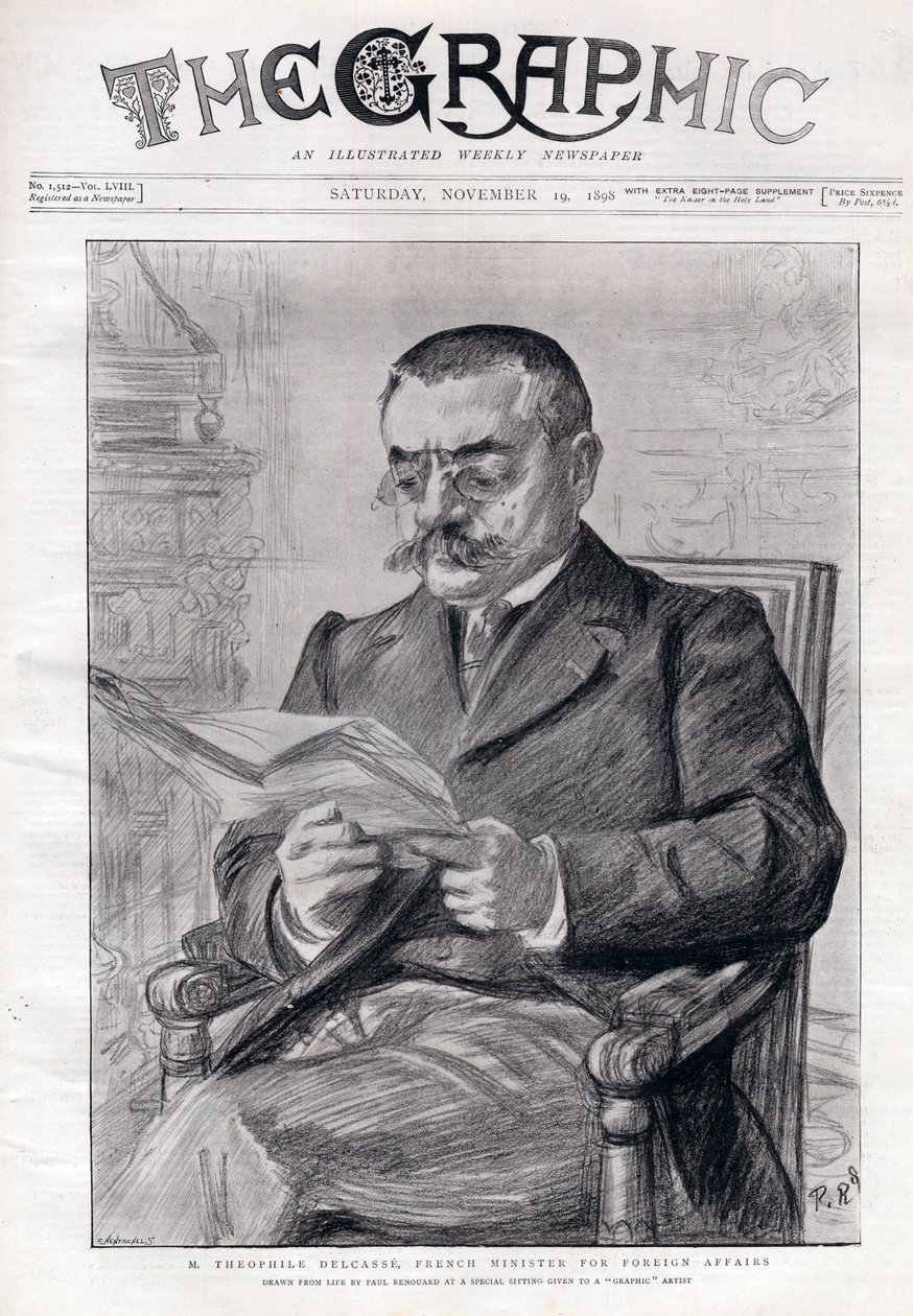 Retrato de Theophile Delcasse (1852-1923), político francês e ministro dos Negócios Estrangeiros. de Charles Paul Renouard