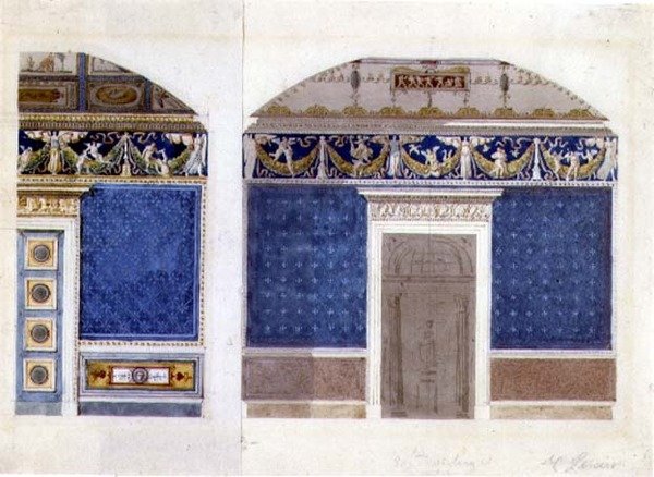 Design para o interior de um palácio Empire, c.1810 (aguarela e guache sobre papel) de Charles Percier