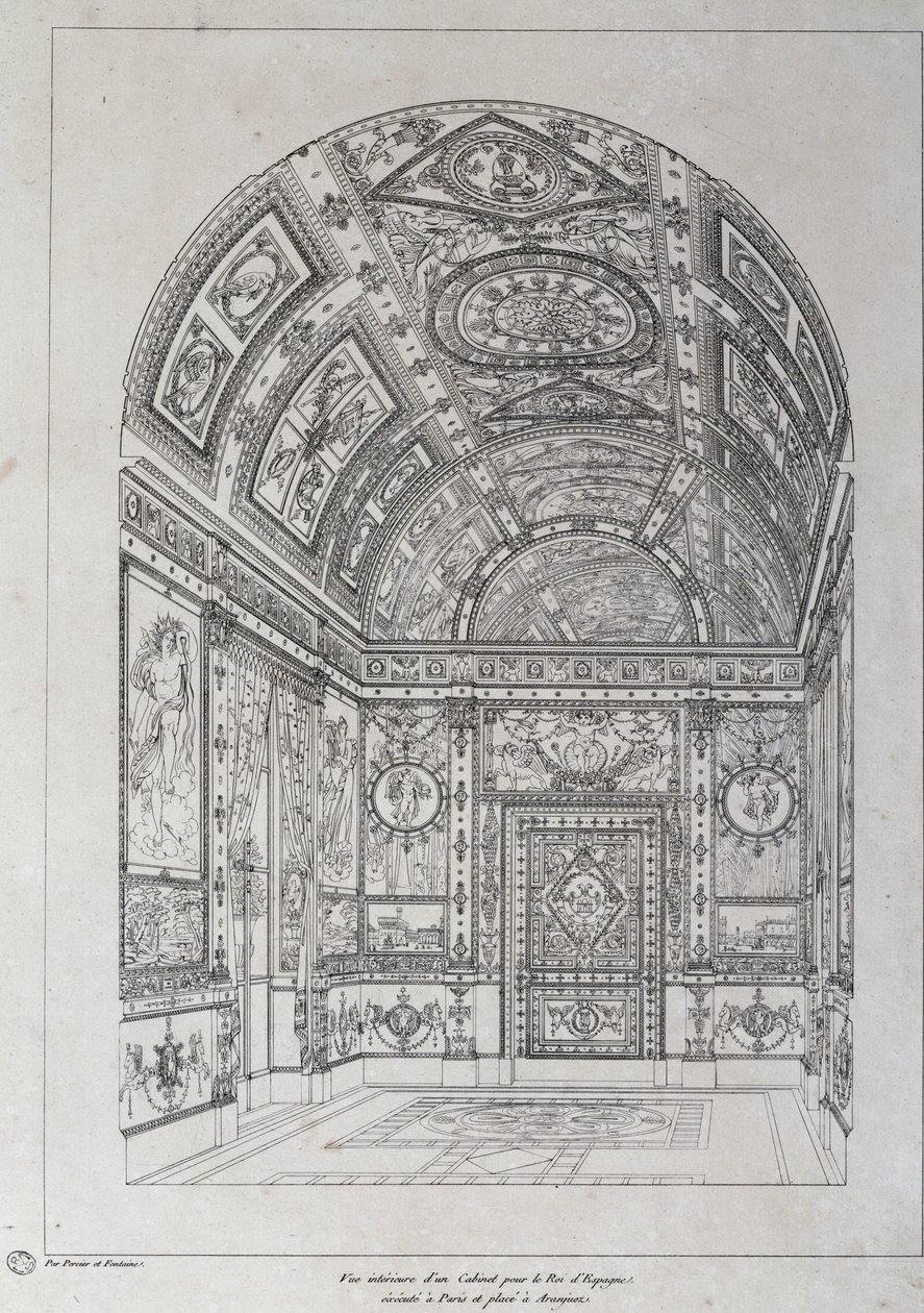 Interior de estudo do Rei de Espanha em Paris de Charles Percier