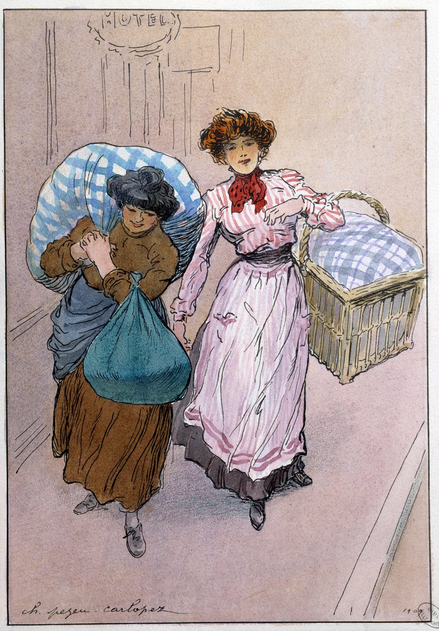 Pequenos meandros de Paris: as máquinas branqueadoras. Desenho de Charles Pezeu dit Carlopez (século XX) de Charles Pezeu Carlopez