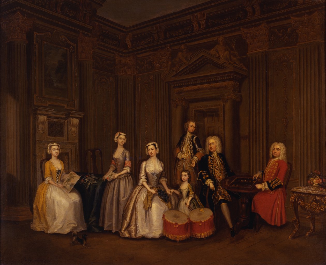 Retrato de Algernon Seymour, Lord Hertford (mais tarde 7º Duque de Somerset) com o Coronel Tomkins Wardour, Coronel Browne, Lord Beauchamp, Frances, Lady Hertford, Lady Elizabeth Seymour, e Miss Herbert de Charles Philips