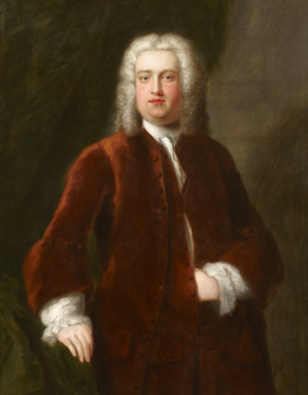 Retrato de um cavalheiro não identificado do século XVIII, apresentado como retrato de Georg Frideric Handel, 1737 de Charles Philips