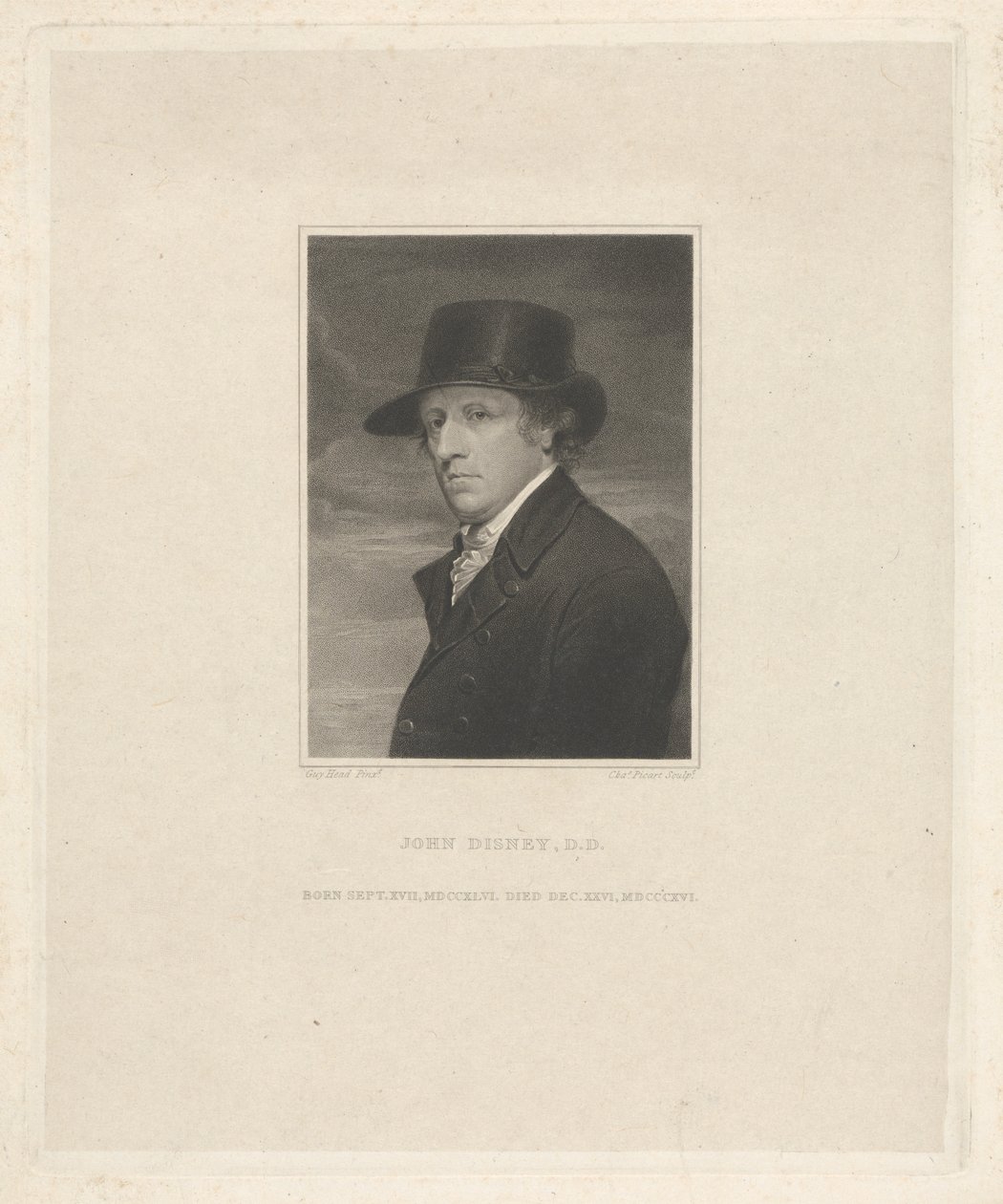 John Disney D.D., nascido a 17 de Setembro de 1746, falecido a 26 de Dezembro de 1816 de Charles Picart