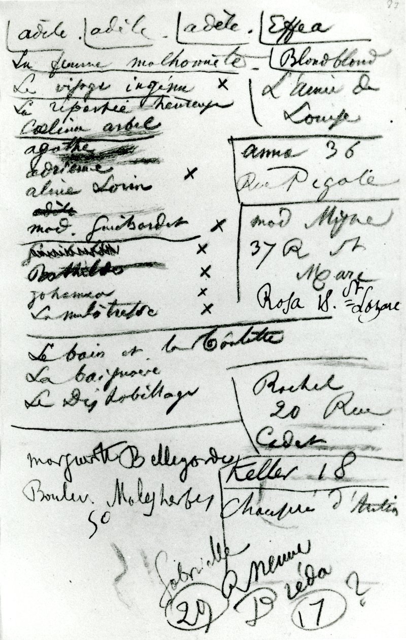Página de um Caderno (lápis sobre papel) (foto a p/b) de Charles Pierre Baudelaire