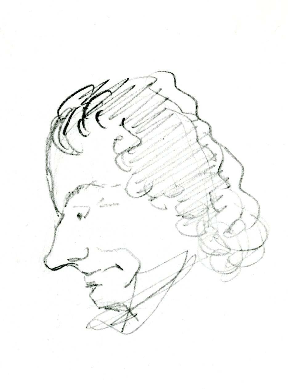 Auto-retrato, c. 1843 (lápis sobre papel) (foto a p/b) de Charles Pierre Baudelaire