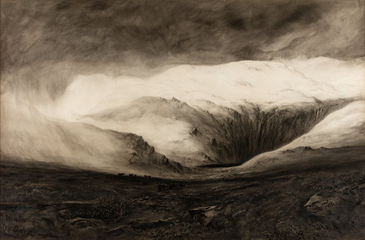 inverno, Llyn Dulyn, sem data (aguarela sobre papel) de Charles Potter