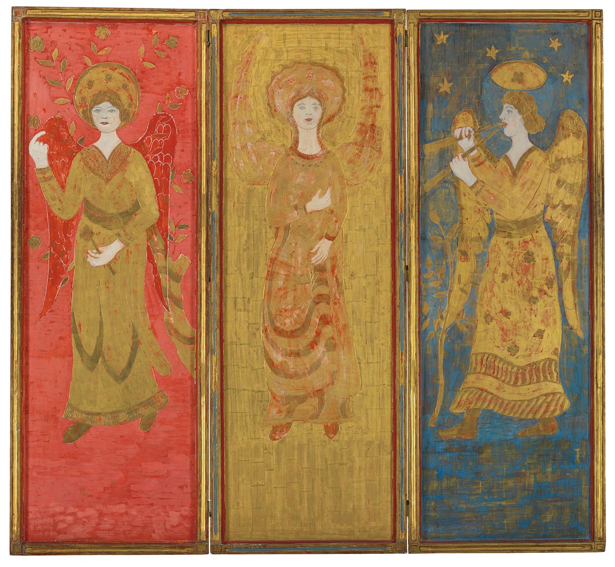 Tela de três painéis (verso), c.1916-17 (óleo e folha de ouro sobre madeira gessoed) de Charles Prendergast