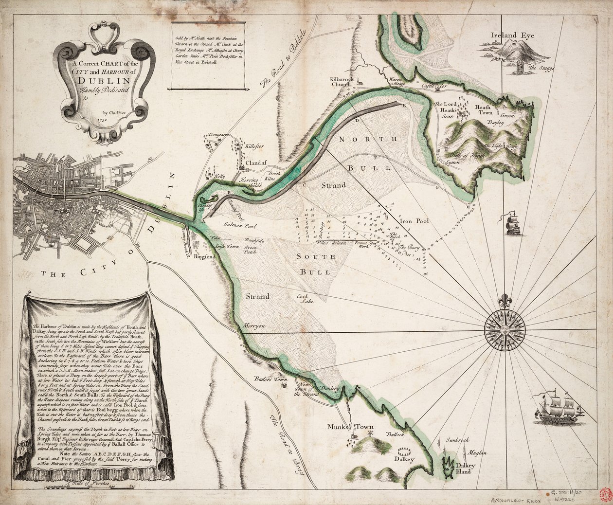 Uma carta correta da cidade e do porto de Dublin, Irlanda de Charles Price