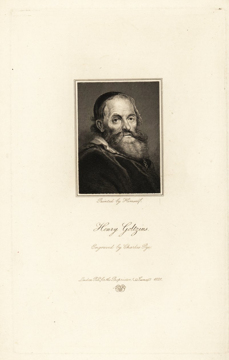Retrato de Hendrick Goltzius, gravador, desenhista e pintor holandês nascido na Alemanha de Charles Pye