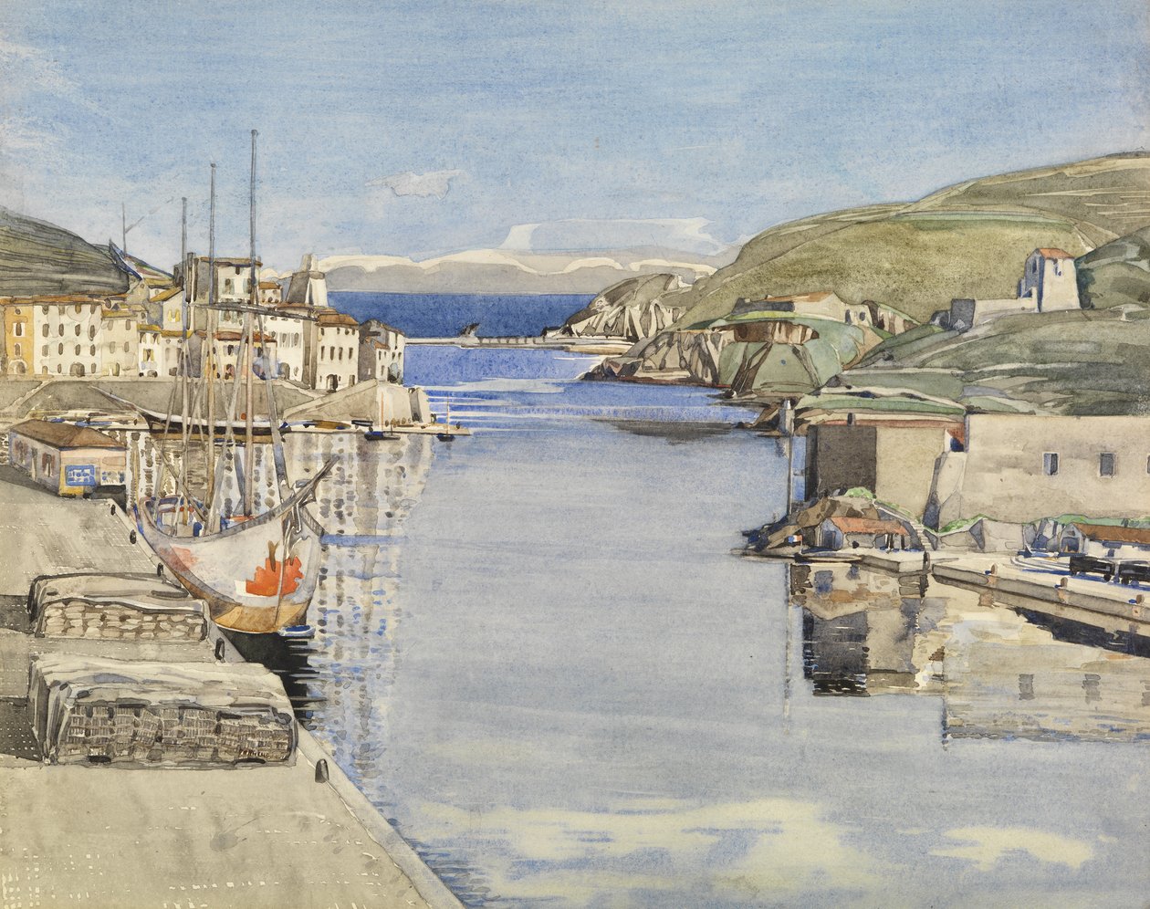 Um porto do Sul (aguarela sobre papel) de Charles Rennie Mackintosh