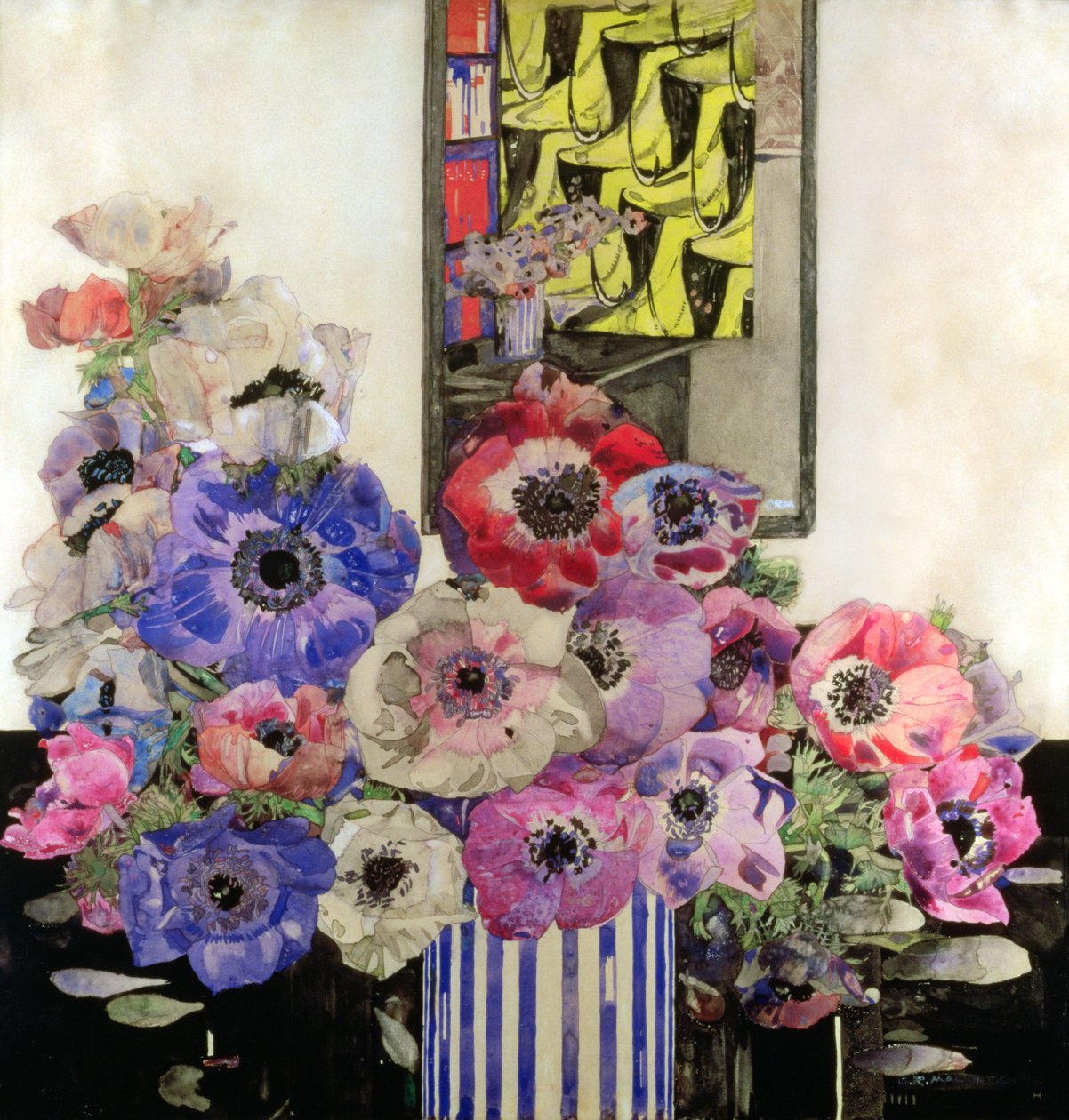 Anêmonas, c.1915-16 (wc e lápis sobre papel) de Charles Rennie Mackintosh