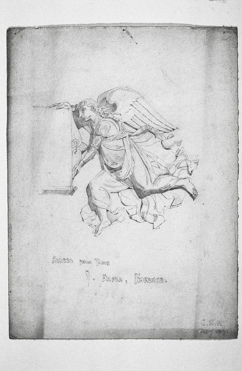 Anjo do túmulo, Badia, Florença, 1891 de Charles Rennie Mackintosh