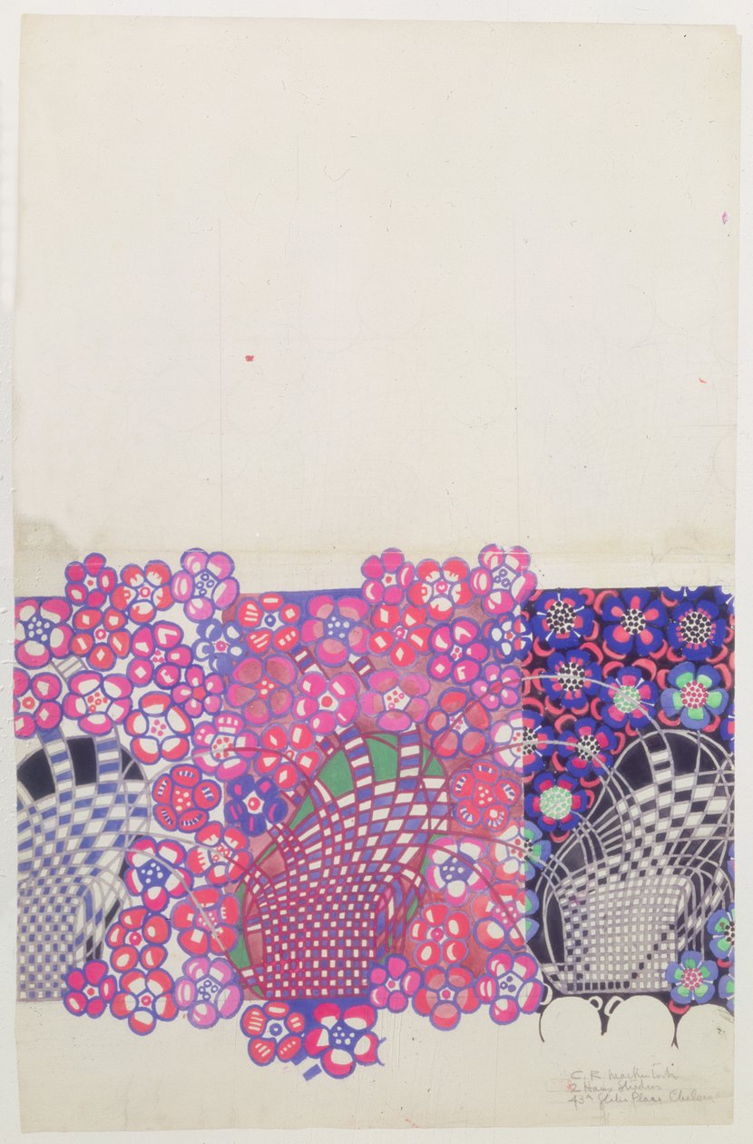 Design de flor de tabaco azul e rosa de Charles Rennie Mackintosh