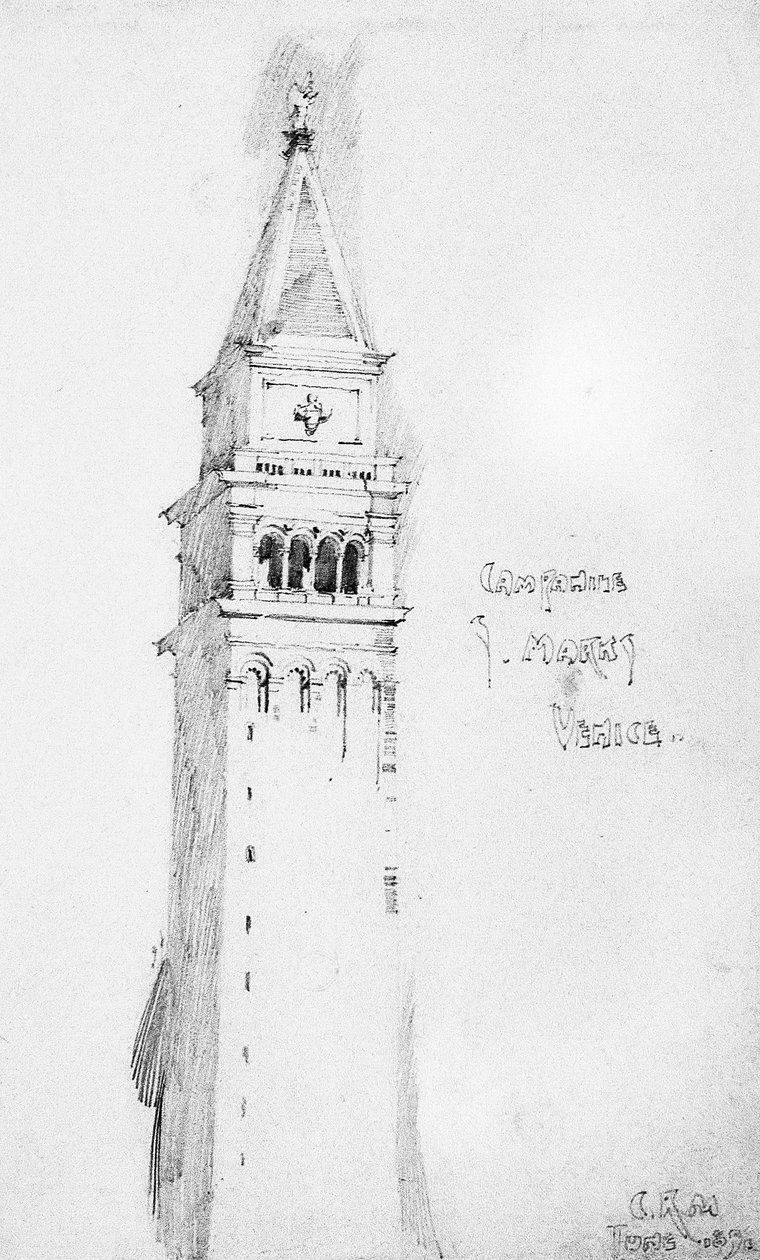 Campanile, S. Marks, Veneza, 1891 de Charles Rennie Mackintosh