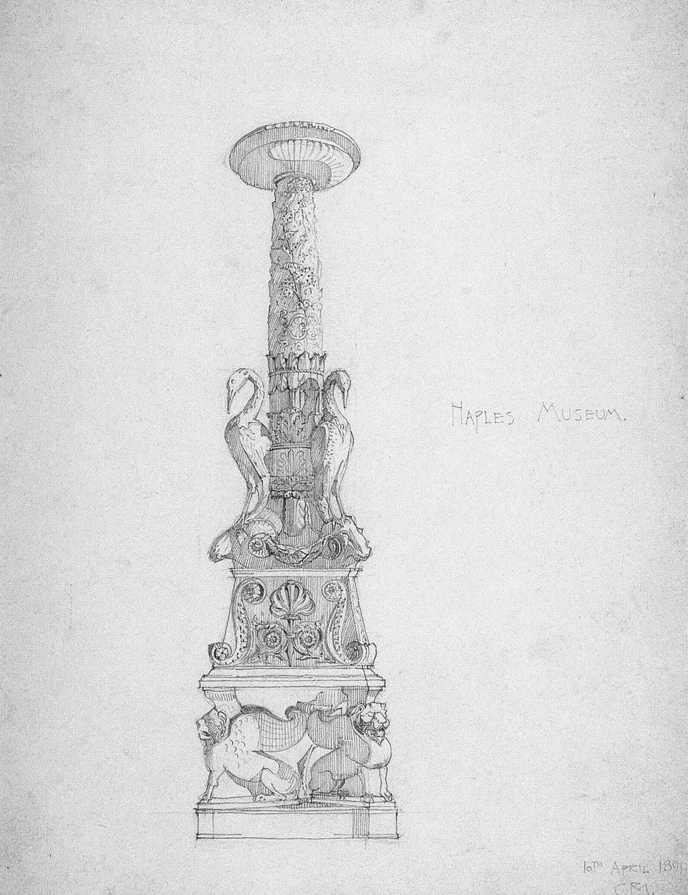 Castiçal , Museu de Nápoles, 1891 de Charles Rennie Mackintosh