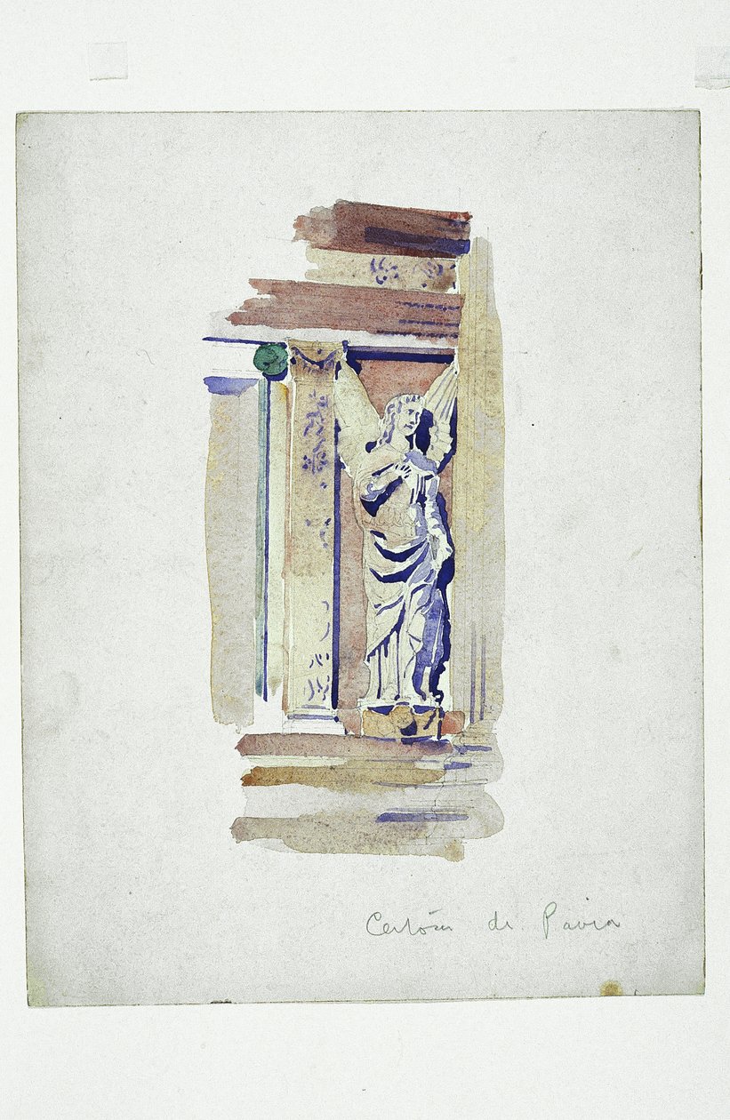 Certosa di Pavia (estudo de um anjo esculpido), 1891 (lápis e aquarela sobre papel) de Charles Rennie Mackintosh