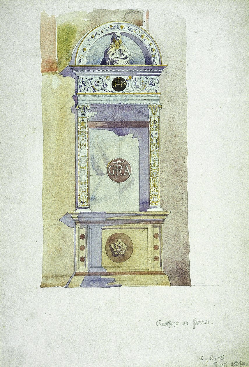 Certosa di Pavia, Memorial, 1891 (aquarela sobre papel) de Charles Rennie Mackintosh