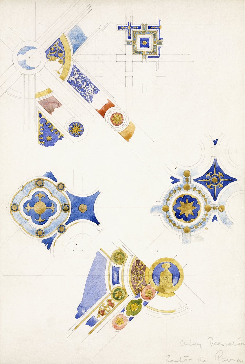 Certosa di Pavia, estudos de decoração de tetos, 1891 de Charles Rennie Mackintosh