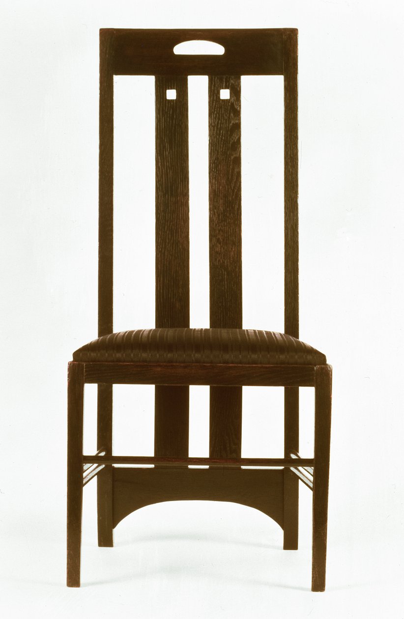 Cadeira para a sala de jantar branca, Ingram Street Tearooms (madeira de carvalho) de Charles Rennie Mackintosh