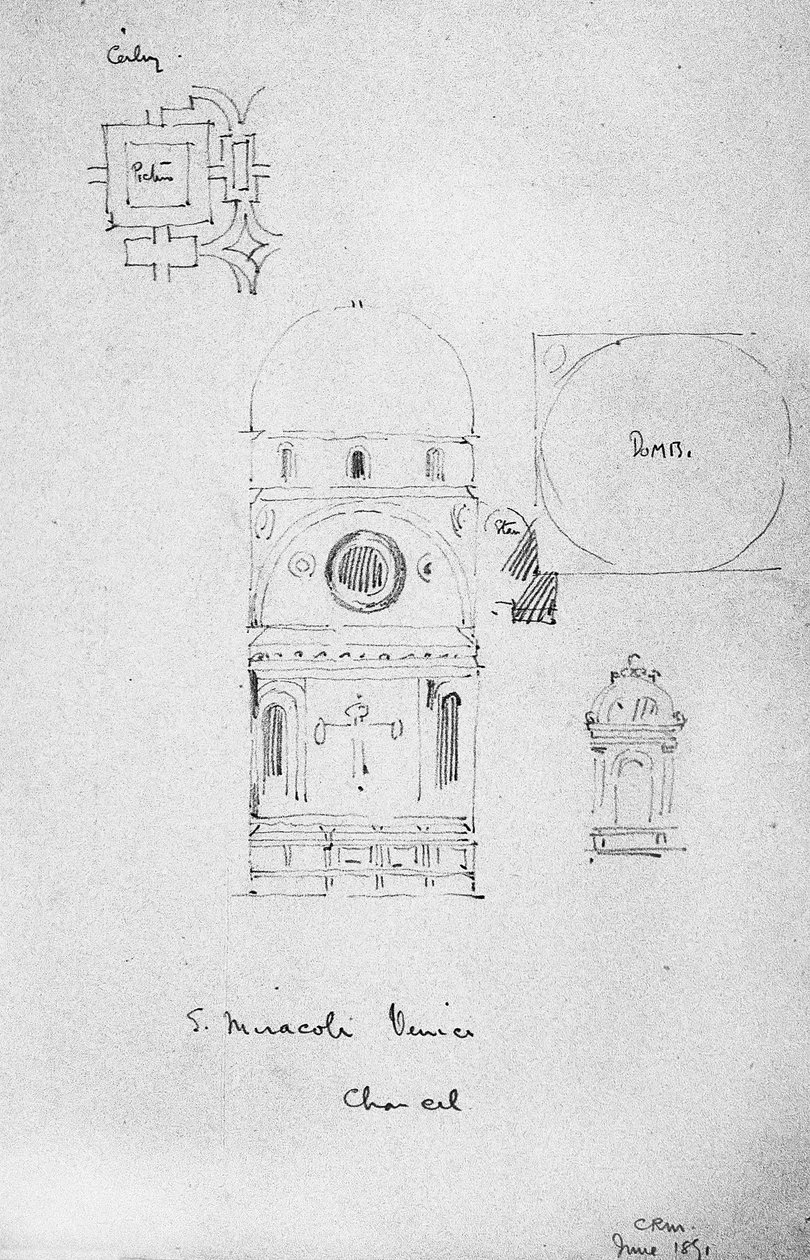 Capela-mor de S. Miracoli, Veneza, 1891 de Charles Rennie Mackintosh
