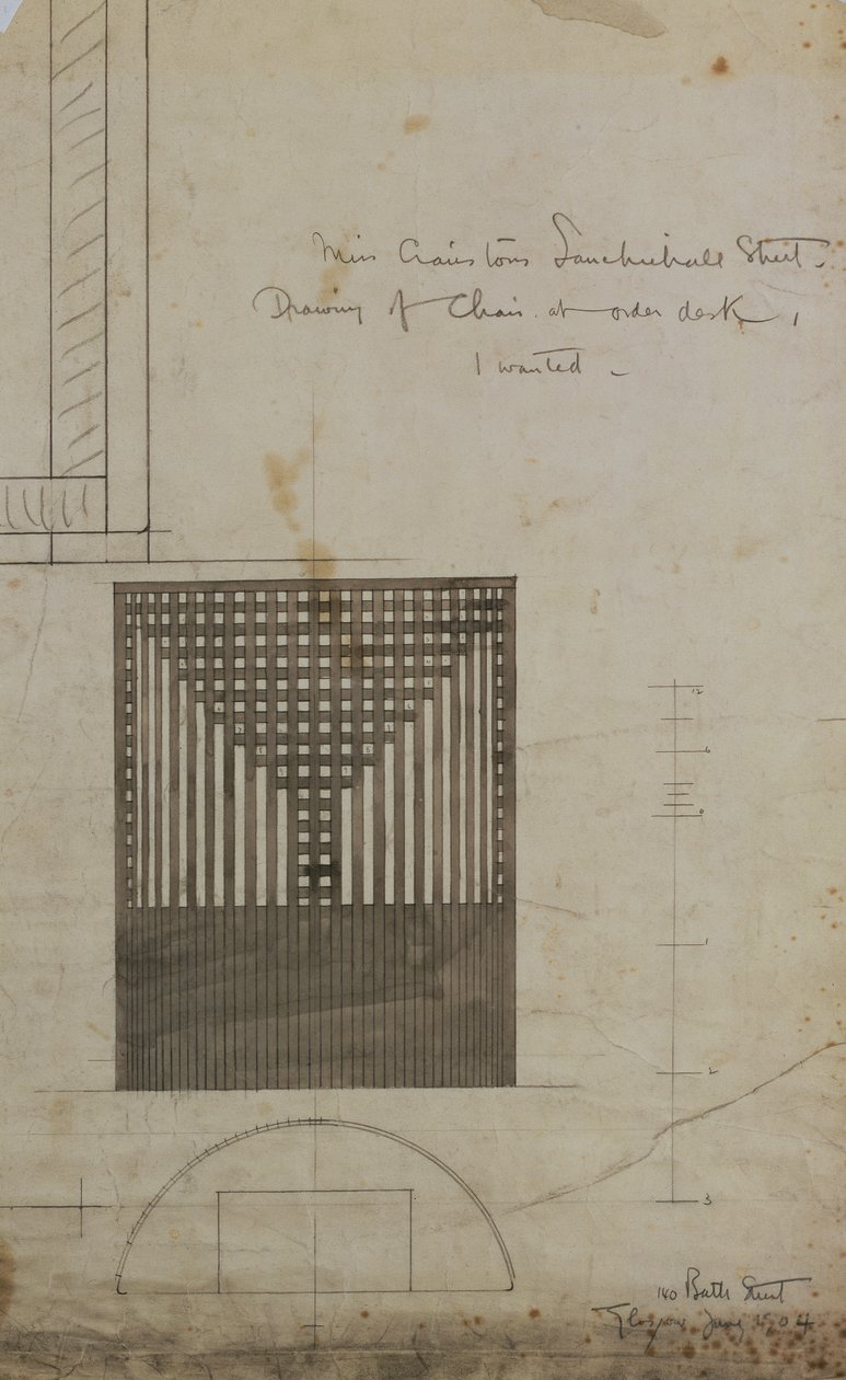 Projeto para uma cadeira barril de Charles Rennie Mackintosh