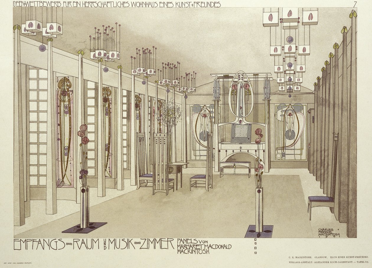 Design para uma sala de música, c.1901 de Charles Rennie Mackintosh