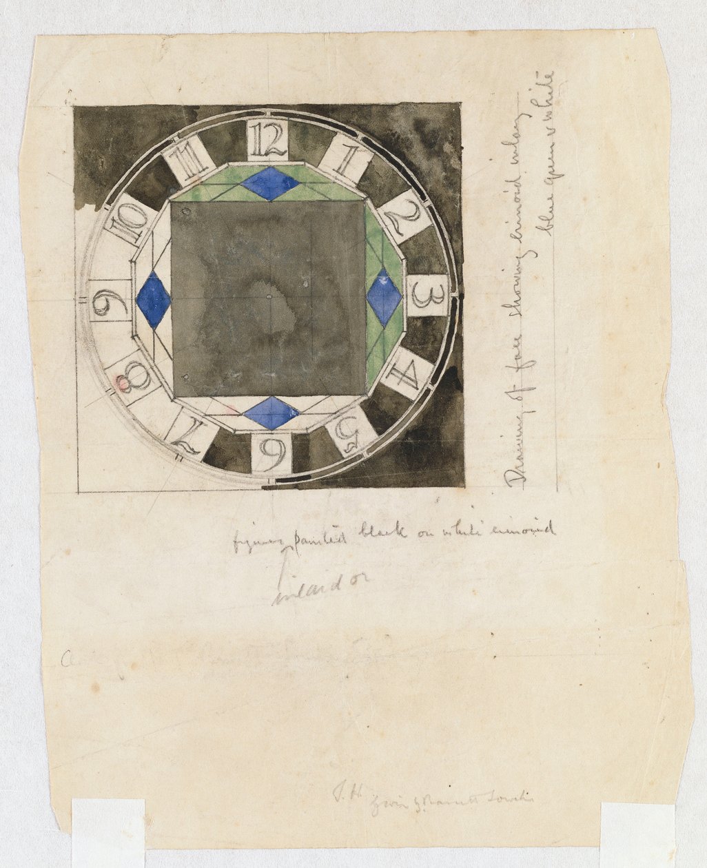 Projeto para um mostrador de relógio, para WJ Bassett-Lowke, 1917 de Charles Rennie Mackintosh