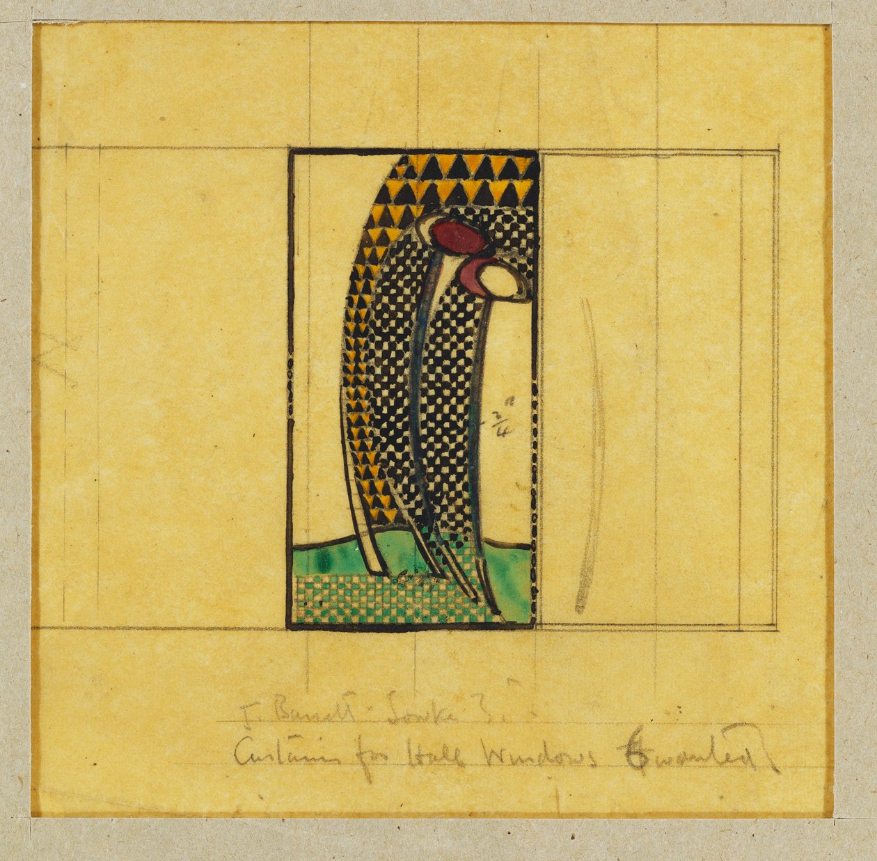 Projeto para cortinas para as janelas do corredor, para WJ Bassett-Lowke, 1916-17 de Charles Rennie Mackintosh