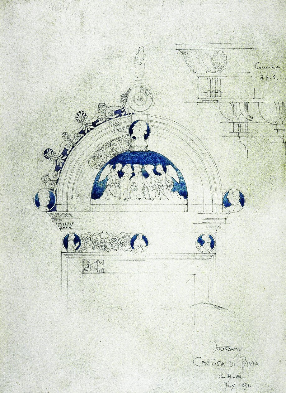 Entrada, Certosa di Pavia, 1891 (lápis e aquarela sobre papel) de Charles Rennie Mackintosh