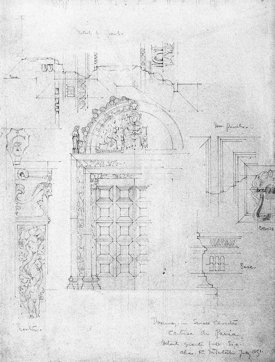 Entrada, pequeno, claustro, certosa, di, pavia, 1891 de Charles Rennie Mackintosh