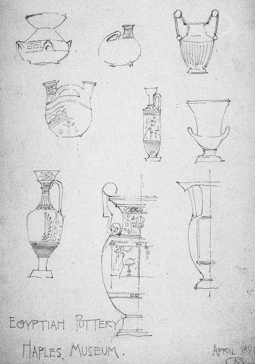 Cerâmica Egípcia, Museu De Nápoles, 1891 de Charles Rennie Mackintosh